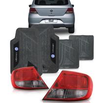 Par Lanterna Gol G5 2008 a 2012 Fume + Jogo Tapete Pvc Com Logo Vw