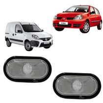 Par Lanterna Lateral Paralama Pisca Seta Clio Kangoo Master Cristal Moldura Preta