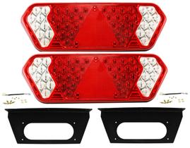 Par Lanterna Led Traseira Carreta Guerra 12v 24v Bivolt Com Suporte