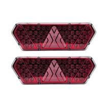 Par Lanterna Traseira Caminhão Carreta Guerra Motion Red Cristal LED Bivolt 12v 24v LANÇAMENTO