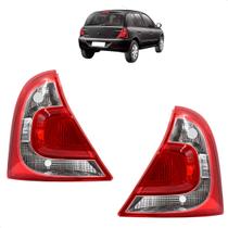 Par Lanterna Traseira Clio Hatch 2014 2015 2016 2017 Carcaça Vermelha