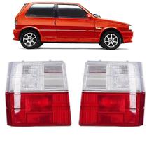 PAR Lanterna Traseira Fiat Uno 85 86 87 88 89 90 91 até 2004 Vermelho/Cristal