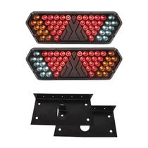 Par Lanterna Traseira Guerra Motion Black Cristal LED 12/24v + Par de Suportes Lantersul