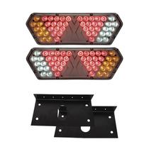 Par Lanterna Traseira Guerra Motion Silver Cristal LED 12/24v + Par de Suportes Lantersul