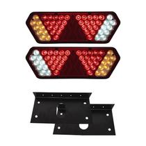 Par Lanterna Traseira Guerra Motion Silver Rubi LED 12/24v + Par de Suportes Lantersul