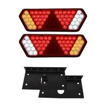 Par Lanterna Traseira Guerra Motion White Rubi LED 12/24v + Par de Suportes Lantersul