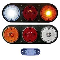 Par lanterna traseira led tricolor carretinha com lanterna de placa - sinbrax - 12v