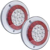 Par Lanterna Traseira Led Tricolor Redonda 12/24V Universal Carretinha Reboque Caminhão Rayx Yt-006