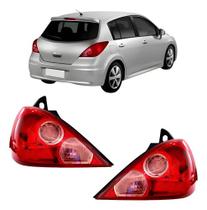 Par Lanterna Traseira Tiida Hatch 2007 2008 09 10 11 12 2013 Vermelho