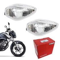 Par Lente Pisca Seta Cristal Transparente Genuino Honda Cg Titan Fan Cargo Start 125 150 160 De 2014 Até 2023