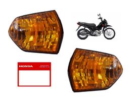 Par Lente Pisca Seta Laranja Transparente Genuino Honda Pop 110i De 2016 Ate 2022