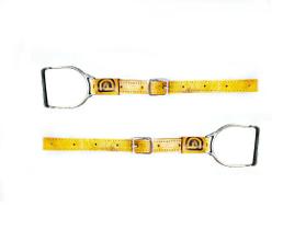 Par loros couro amarelo com estribo aço carbono