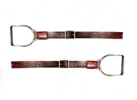 Par loros couro marrom com estribo aço carbono