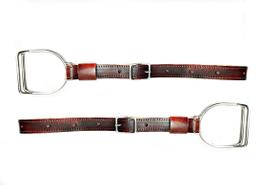 Par loros couro marrom com estribo aço inox montaria