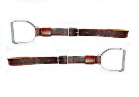 Par loros couro marrom com estribo montaria aço inox