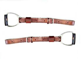 Par loros marrom couro estribo alumínio montaria cavalo