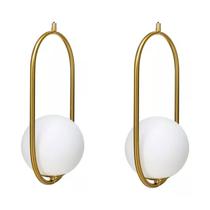 Par Lustre Luminaria Pendente Oval Globo Dourado