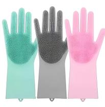 Par Luva Silicone Lavar Louça Esponja Magica Limpeza