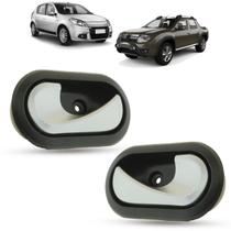 Par Maçaneta Interna da Porta Dianteira Traseira Prata Renault Duster 2011 a 2020 Logan 2007 a 2013 Megane 2006 a 2013