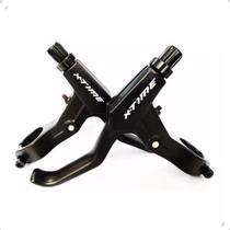 Par Manete de Freio Bike XTime Alumínio 2 Dedos VBrake Disco Mecânico Maçaneta Preta Universal MTB Speed Par Manete de Freio Bike XTime Alumínio 2 Dedos VBrake Disco Mecânico Maçaneta Preta Universal MTB Speed