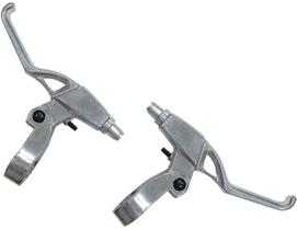 Par Manete Freio Logan V-brake Disco Mecânico Prata Par Manete Freio Logan V-brake Disco Mecânico Prata