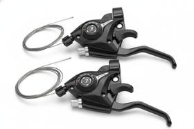 Par Manete Trocador Marcha Bike 3x7v 21 Velocidades Tipo Shimano Fire GTS