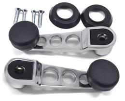 Par Manivelas Esportivas Vidro Cromadas Acabamento Preto Alto Padrão Fusca após 70 Brasilia Kombi Gol Parati Voyage Saveiro G1 Santana