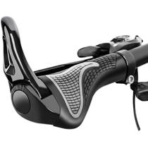 Par Manoplas Bicicleta MTB Ergonômica Bar End Chifre e Trava Preta