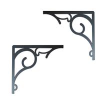 Par Mão francesa suporte prateleira 15cm x 15cm metal floral Arabesco