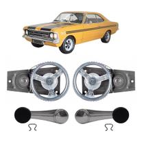 Par Maquina Manivela Preta Vidro Opala Caravan 68 A 85