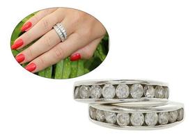 Par Meia Aliança Aparador Delicado Pedra Branca Prata J24901