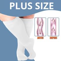 Par Meia De Compressão Extra Grande 3/4 Unissex Plus Size Para Obesos Diabéticos Em Tratamento De Varizes Edema E Pernas Inchadas