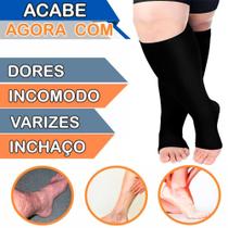 Par Meia De Compressão PLUS SIZE 3/4 Sem Ponteira UNISSEX Para Idosos Obesos Diabéticos Com Varizes Dores e Pernas Inchadas