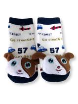 Par Meia Pantufa Antiderrapante Para Bebê Com Chocalho Menino