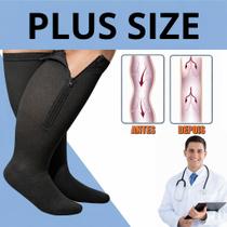 Par Meias De compressão Plus Size 20 30mmHg Super Confort com Zíper e Ponteira Reforçada Unissex Par Meias De compressão Plus Size 20 30mmHg Super Confort com Zíper e Ponteira Reforçada Unissex