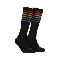 Par Meias Hoahi Pride 33/38 Longo Liso Preto-Colorida - feminino algodão superior a 67 decitex por