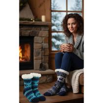 Par Meias Lã Térmica Grossa Peluciada Inverno