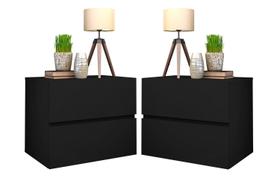 Par Mesa de cabeceira para quarto casal de parede cor preto