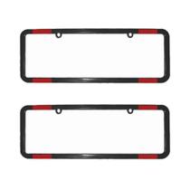 Par Moldura De Placa Para Carro Universal Preta C/ Refletor - Modelo Placa Antigo e Novo Par Moldura De Placa Para Carro Universal Preta C/ Refletor - Modelo Placa Antigo e Novo