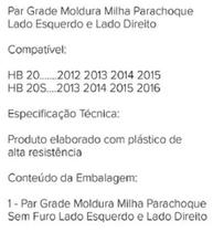 Par Moldura Grade Farol Milha Hb20 Hb20S 2012 A 2015 Preto Par Moldura Grade Farol Milha Hb20 Hb20S 2012 A 2015 Preto