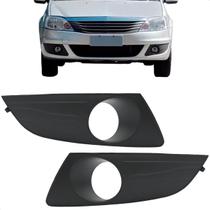 Par Moldura Grade Milha C/Furo Logan 2010 2011 2012 2013 Preto