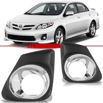 Par Moldura Grade Milha Corolla 2012 2013 Furo Milha Aro Cromado