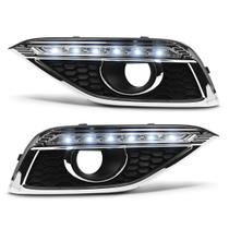 Par Moldura Grade Milha Daylight CRV 2014 2015 2016 LED com Furo Moldura Cromada Par Moldura Grade Milha Daylight CRV 2014 2015 2016 LED com Furo Moldura Cromada
