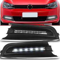 Par Moldura LED DRL Com Friso Cromado Gol G6 2013 2014 2016