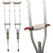 Par Muleta Axilar Alumínio D7 até 130kg Regulável P M G Resistente Dellamed