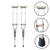 Par Muleta Universal Axilar C Ajuste Alumínio 130kg Dellamed