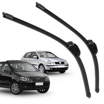 Par Palheta Dianteira Limpadora de Para-brisa Polo Hacth Sedan 2002 a 2009 de Silicone