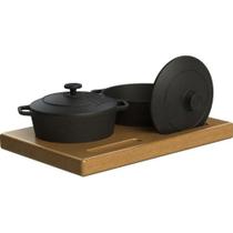 Par Panelinhas Ferro Porção Restaurante e Aparador Madeira