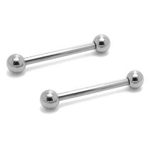 Par Piercing Reto para Mamilo em Titânio 14mm