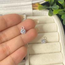 Par Pingentes Prata 925 original ponto de luz 6mm de brinco Par Pingentes Prata 925 original ponto de luz 6mm de brinco